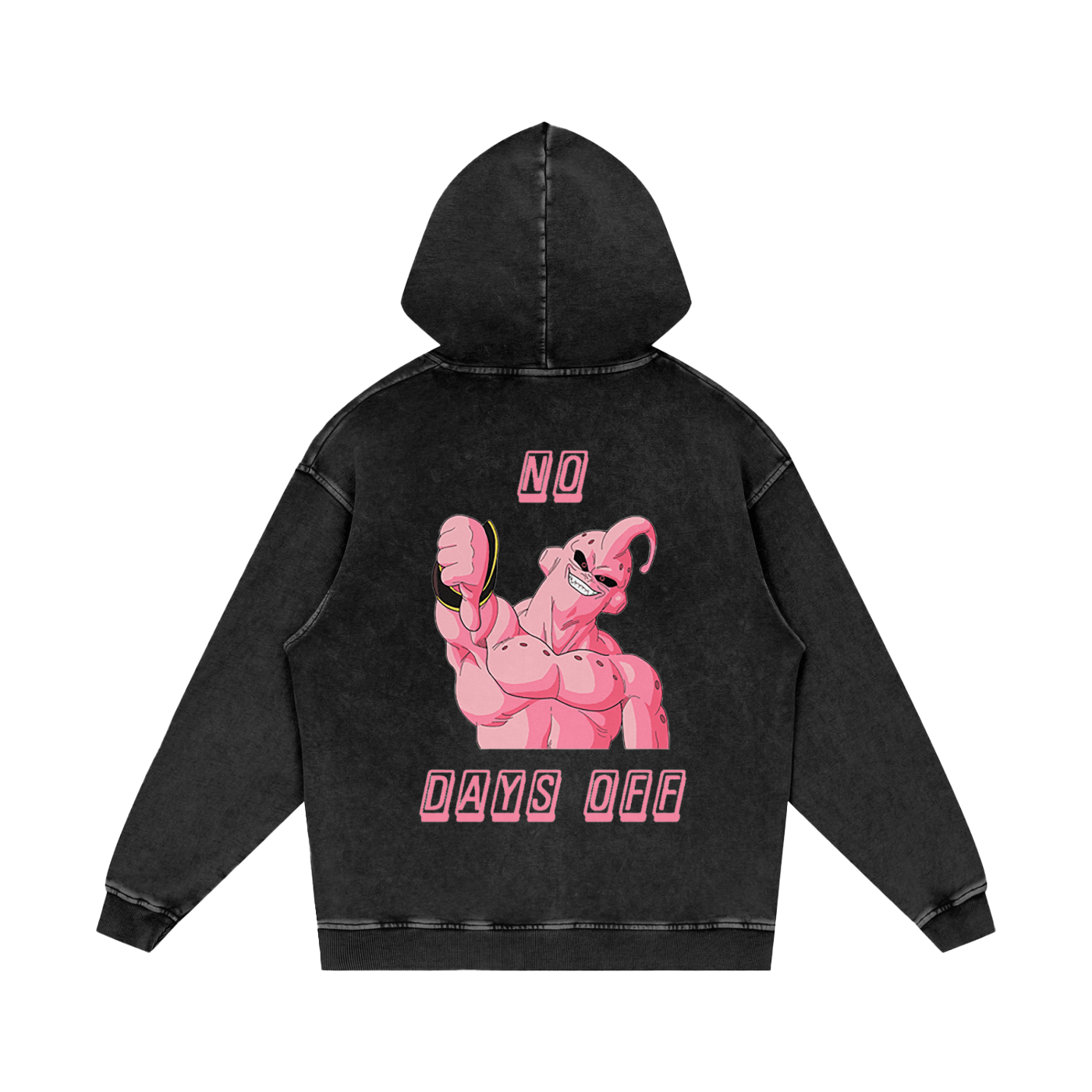 Snow Washed Loose Cotton Hoodie MAJIN BUU/ NO DAYS OFF