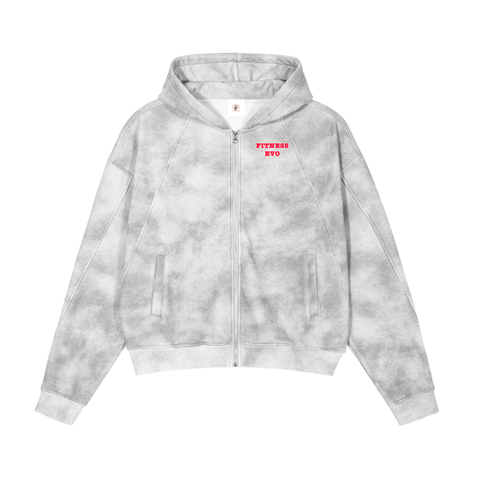 Dirty Washed Zip-Up Fleece Hoodie